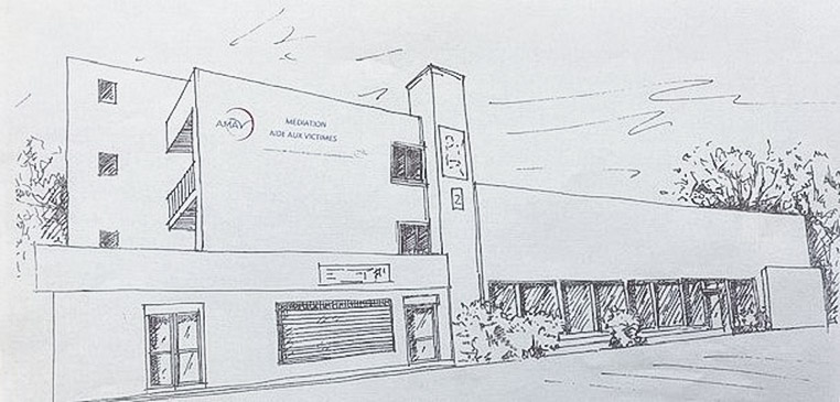 Dessin à la main du bâtiment de l'association AMAV